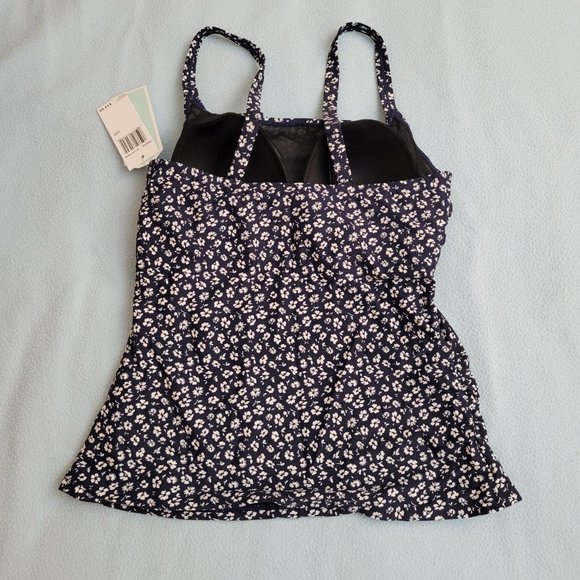 45. Christina tankini. Black with white flower pattern. Size 10D. NWT - Picture 2 of 4